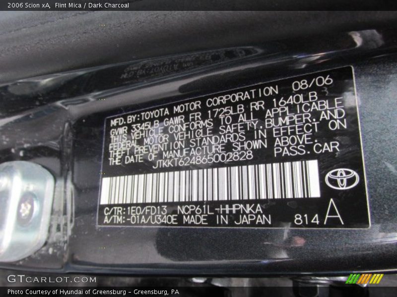 2006 xA  Flint Mica Color Code 1E0