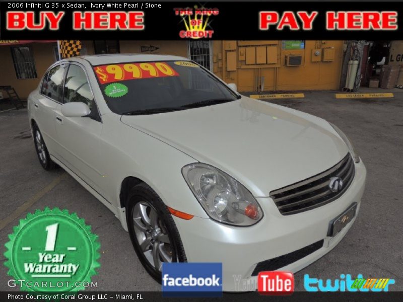 Ivory White Pearl / Stone 2006 Infiniti G 35 x Sedan