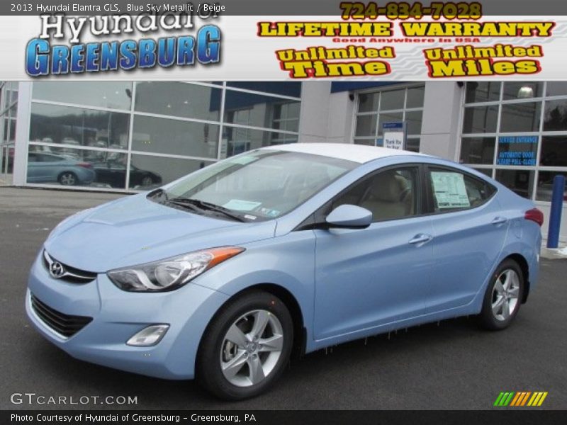 Blue Sky Metallic / Beige 2013 Hyundai Elantra GLS