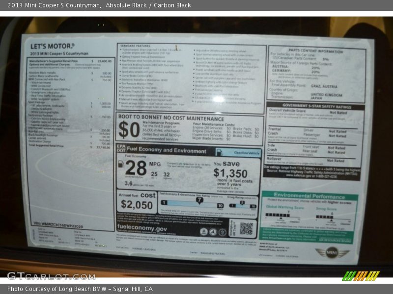 Absolute Black / Carbon Black 2013 Mini Cooper S Countryman