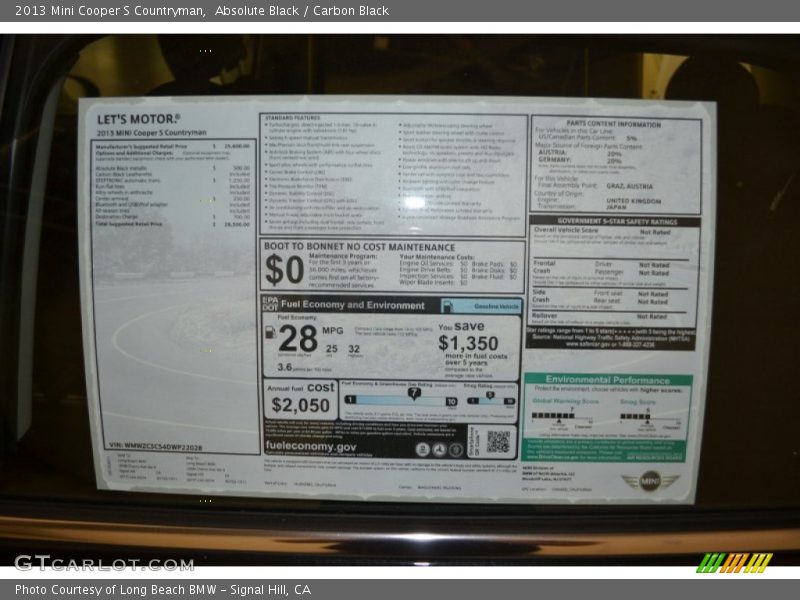Absolute Black / Carbon Black 2013 Mini Cooper S Countryman