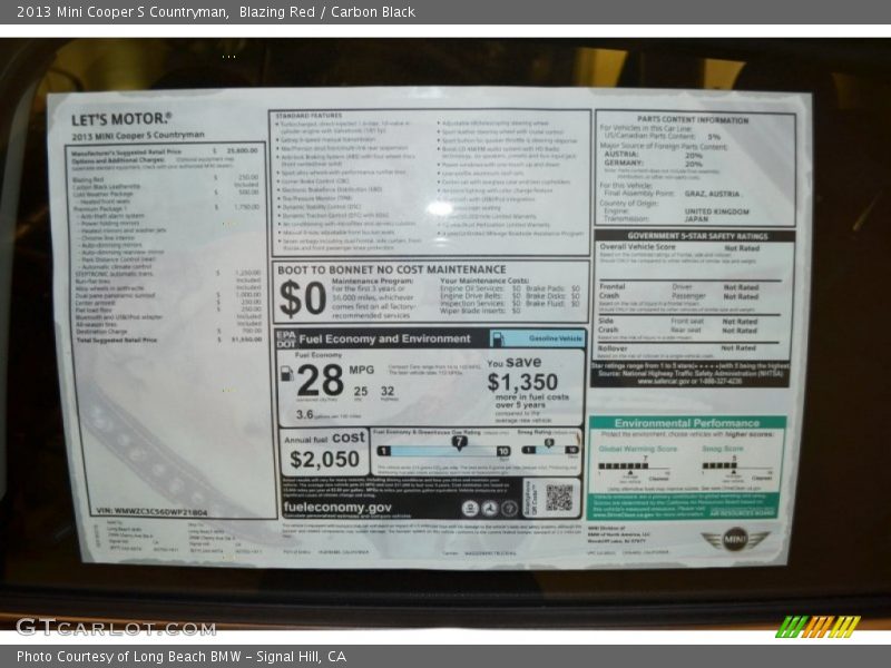 Blazing Red / Carbon Black 2013 Mini Cooper S Countryman