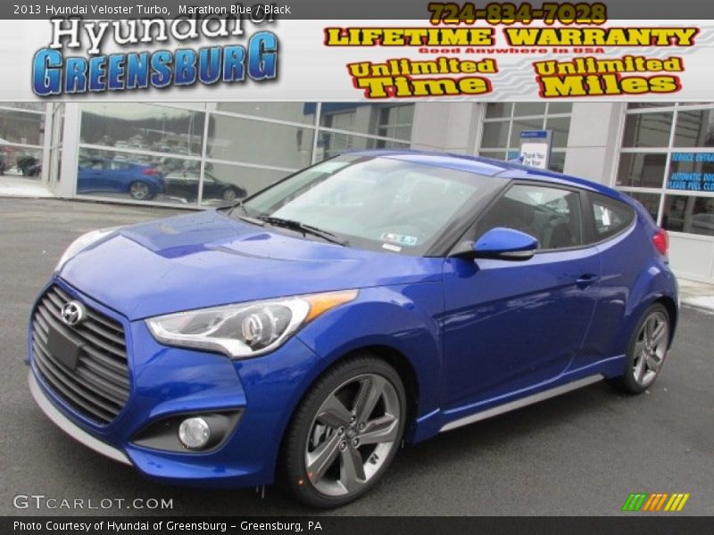 Marathon Blue / Black 2013 Hyundai Veloster Turbo