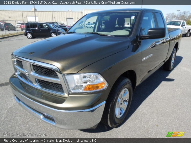 Sagebrush Pearl / Dark Slate Gray/Medium Graystone 2012 Dodge Ram 1500 SLT Quad Cab