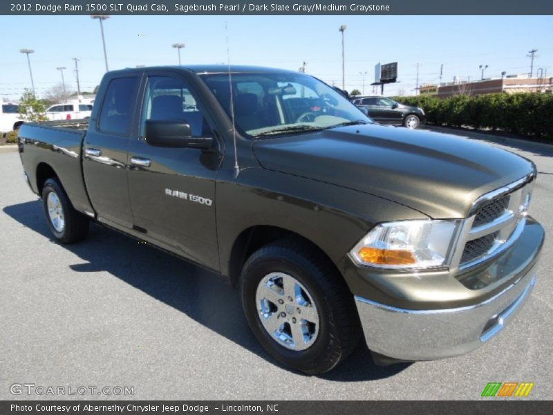 Sagebrush Pearl / Dark Slate Gray/Medium Graystone 2012 Dodge Ram 1500 SLT Quad Cab