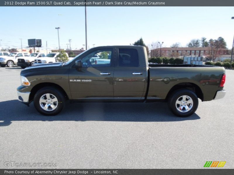 Sagebrush Pearl / Dark Slate Gray/Medium Graystone 2012 Dodge Ram 1500 SLT Quad Cab