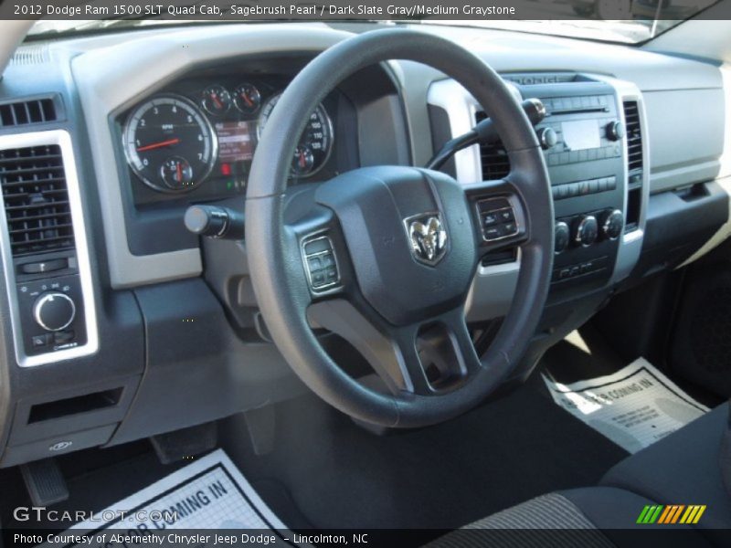 Sagebrush Pearl / Dark Slate Gray/Medium Graystone 2012 Dodge Ram 1500 SLT Quad Cab