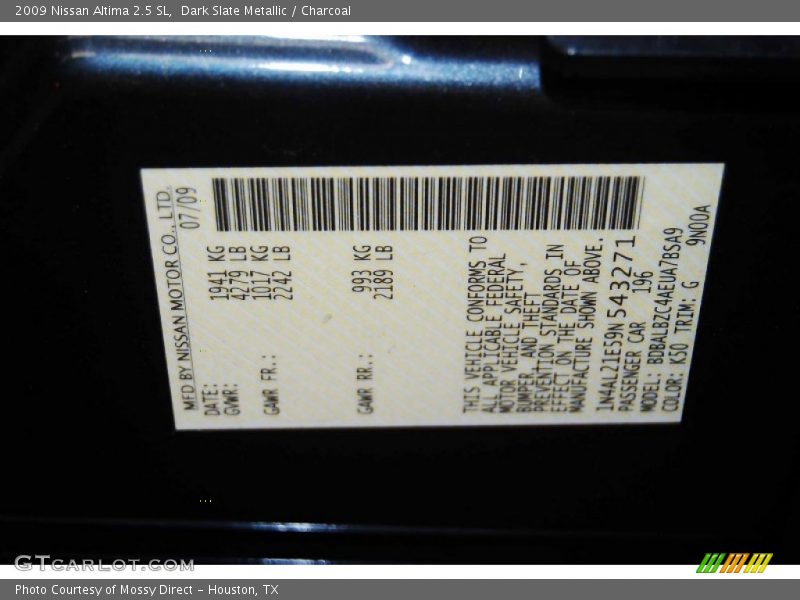 Dark Slate Metallic / Charcoal 2009 Nissan Altima 2.5 SL