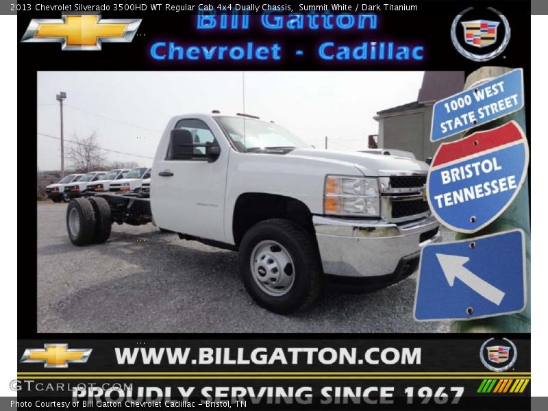 Summit White / Dark Titanium 2013 Chevrolet Silverado 3500HD WT Regular Cab 4x4 Dually Chassis