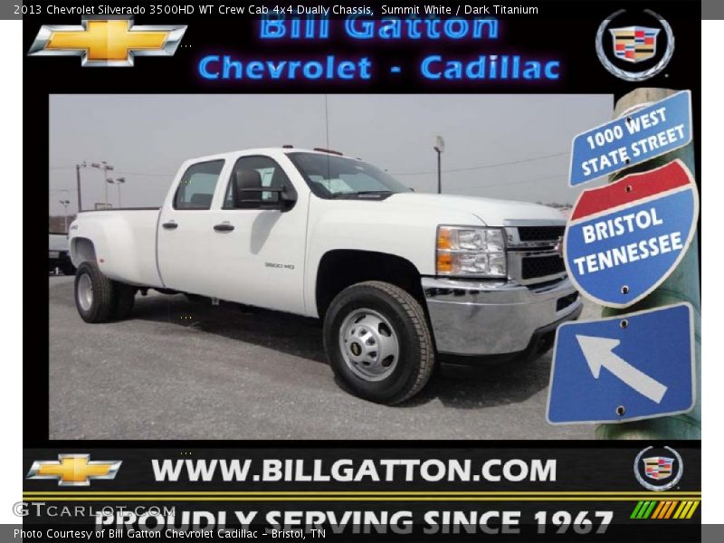 Summit White / Dark Titanium 2013 Chevrolet Silverado 3500HD WT Crew Cab 4x4 Dually Chassis
