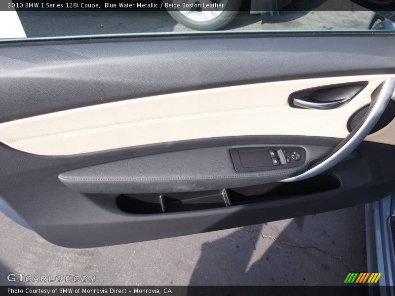 Blue Water Metallic / Beige Boston Leather 2010 BMW 1 Series 128i Coupe