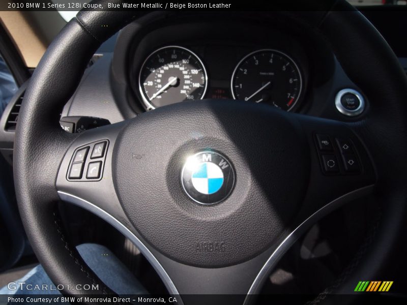 Blue Water Metallic / Beige Boston Leather 2010 BMW 1 Series 128i Coupe
