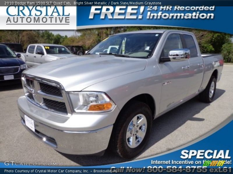 Bright Silver Metallic / Dark Slate/Medium Graystone 2010 Dodge Ram 1500 SLT Quad Cab