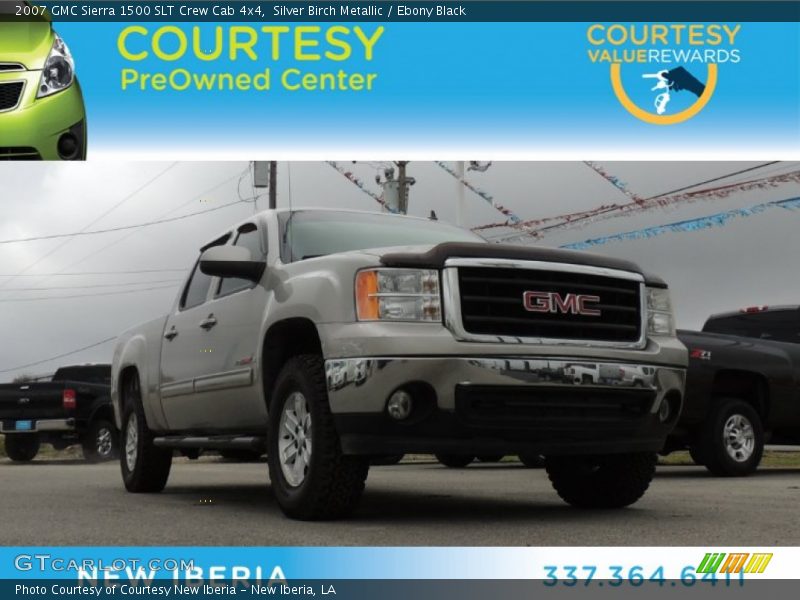 Silver Birch Metallic / Ebony Black 2007 GMC Sierra 1500 SLT Crew Cab 4x4