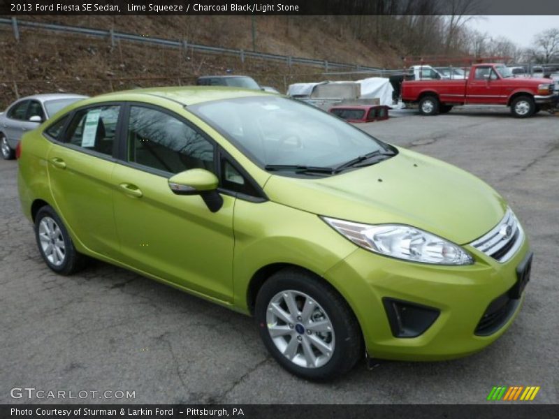 Lime Squeeze / Charcoal Black/Light Stone 2013 Ford Fiesta SE Sedan