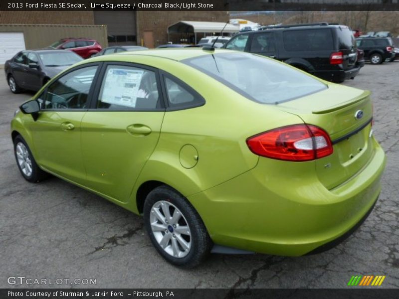 Lime Squeeze / Charcoal Black/Light Stone 2013 Ford Fiesta SE Sedan