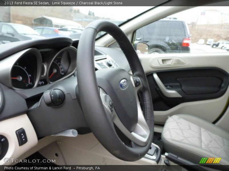Lime Squeeze / Charcoal Black/Light Stone 2013 Ford Fiesta SE Sedan