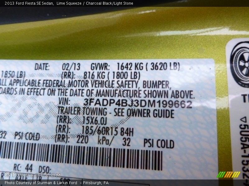 Lime Squeeze / Charcoal Black/Light Stone 2013 Ford Fiesta SE Sedan
