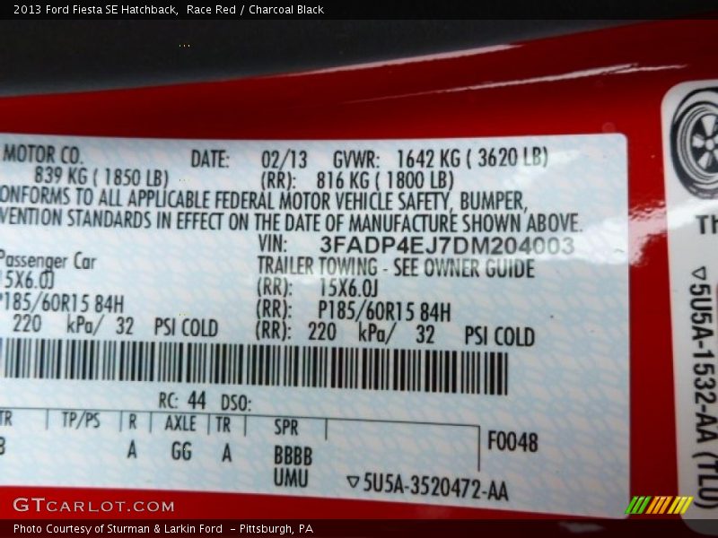 Race Red / Charcoal Black 2013 Ford Fiesta SE Hatchback