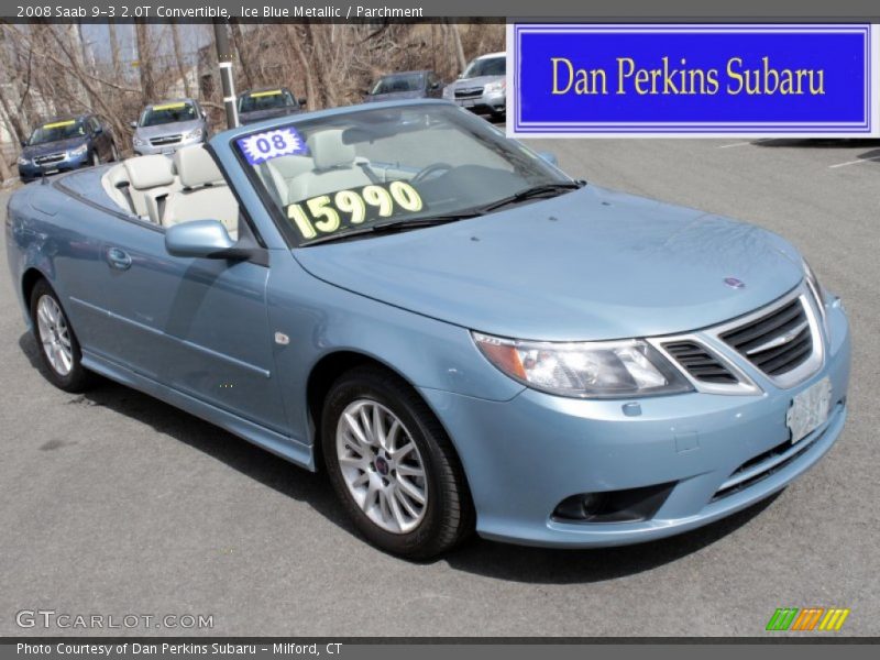 Ice Blue Metallic / Parchment 2008 Saab 9-3 2.0T Convertible