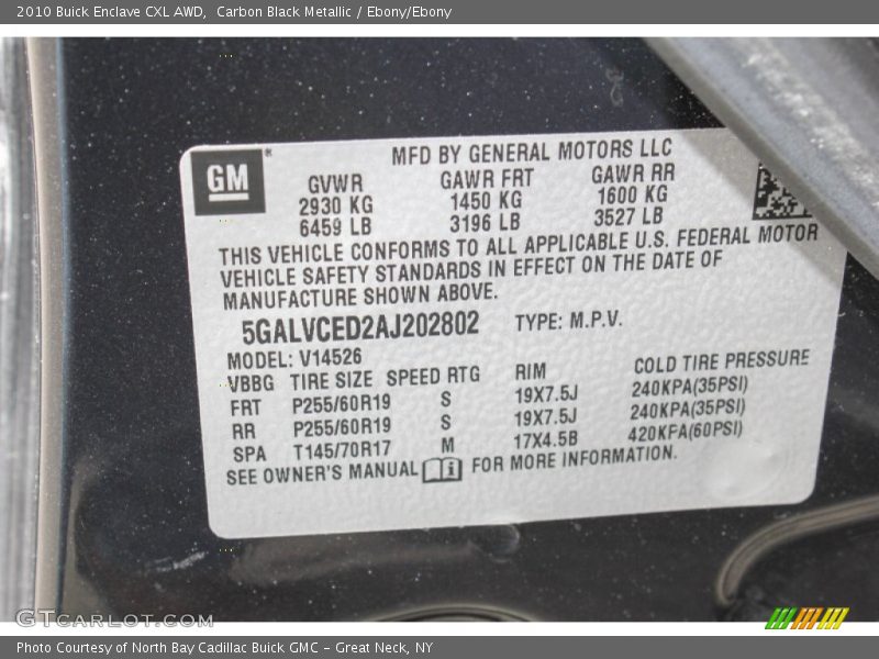 Carbon Black Metallic / Ebony/Ebony 2010 Buick Enclave CXL AWD