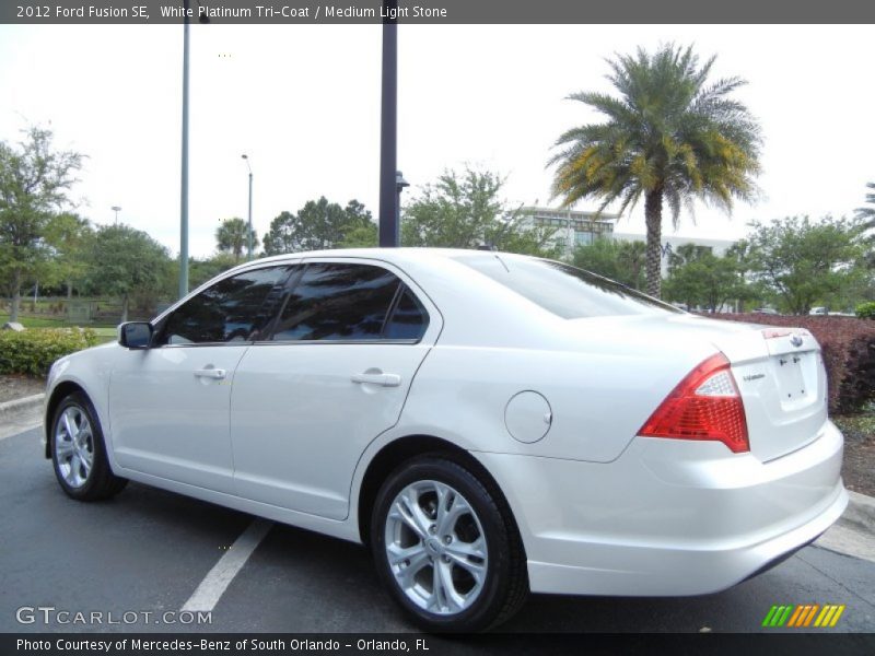 White Platinum Tri-Coat / Medium Light Stone 2012 Ford Fusion SE