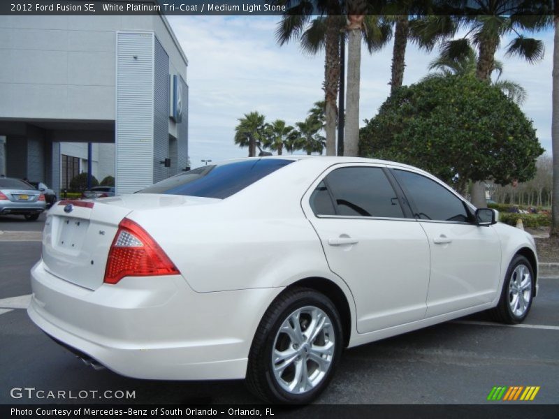 White Platinum Tri-Coat / Medium Light Stone 2012 Ford Fusion SE