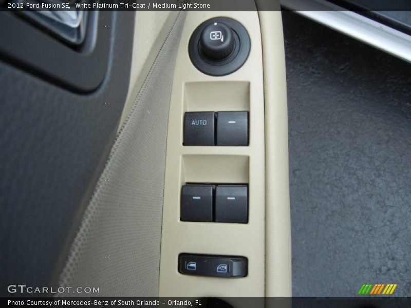 White Platinum Tri-Coat / Medium Light Stone 2012 Ford Fusion SE