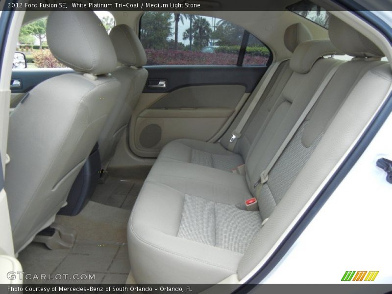 White Platinum Tri-Coat / Medium Light Stone 2012 Ford Fusion SE