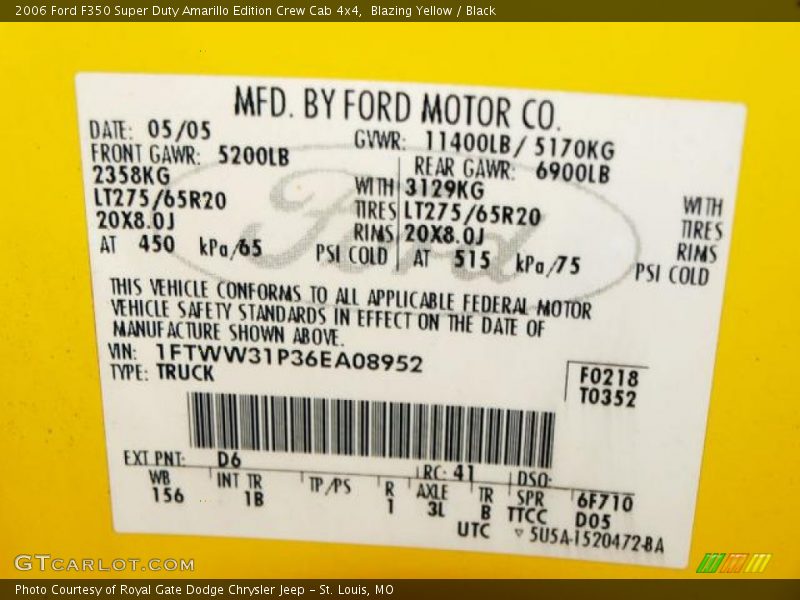 Blazing Yellow / Black 2006 Ford F350 Super Duty Amarillo Edition Crew Cab 4x4