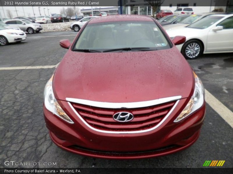 Sparkling Ruby Red / Camel 2012 Hyundai Sonata GLS