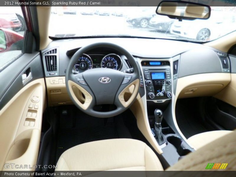 Sparkling Ruby Red / Camel 2012 Hyundai Sonata GLS