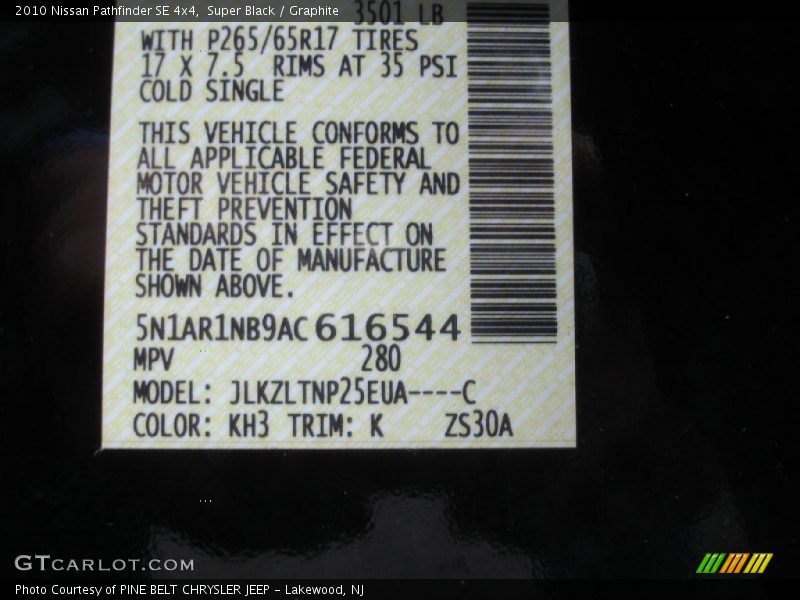 Super Black / Graphite 2010 Nissan Pathfinder SE 4x4