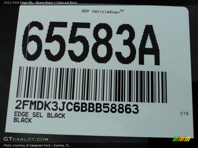 Ebony Black / Charcoal Black 2011 Ford Edge SEL