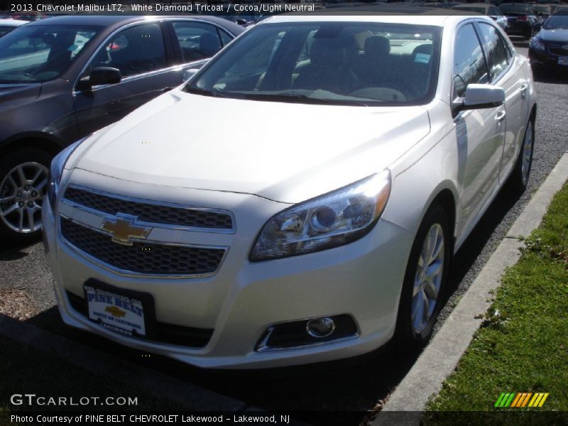 White Diamond Tricoat / Cocoa/Light Neutral 2013 Chevrolet Malibu LTZ