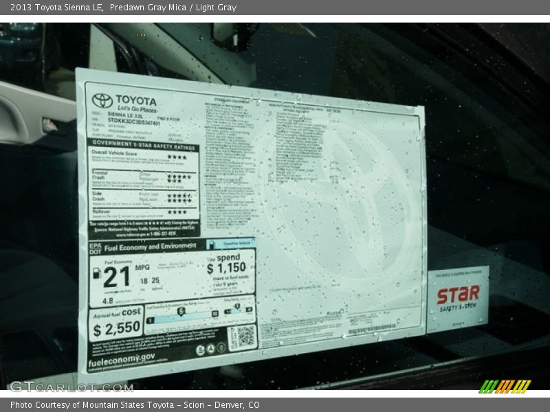 Predawn Gray Mica / Light Gray 2013 Toyota Sienna LE