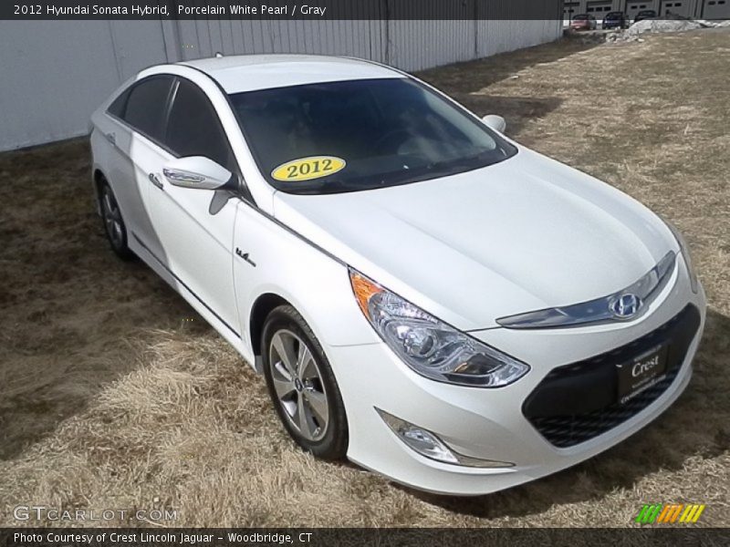 Porcelain White Pearl / Gray 2012 Hyundai Sonata Hybrid