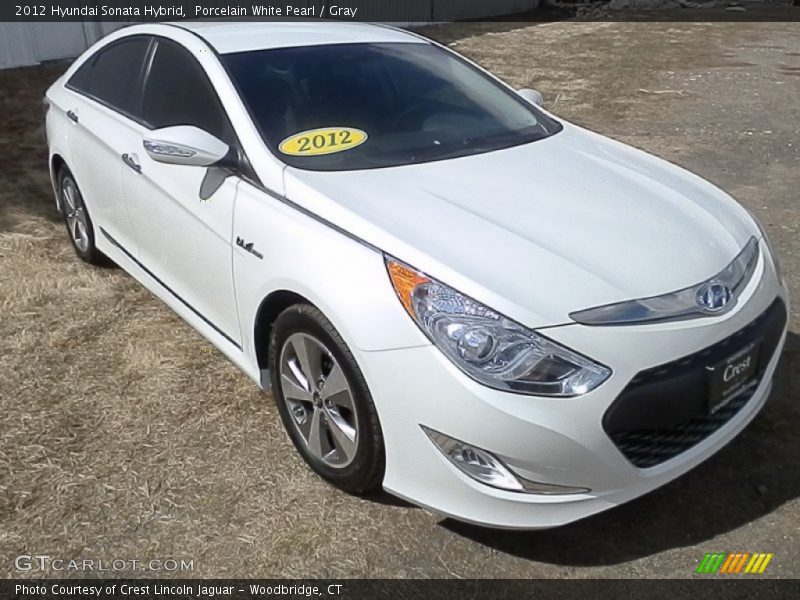 Porcelain White Pearl / Gray 2012 Hyundai Sonata Hybrid
