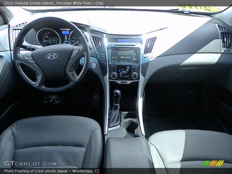 Porcelain White Pearl / Gray 2012 Hyundai Sonata Hybrid