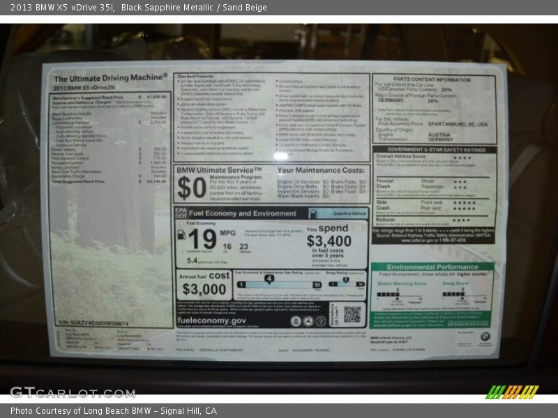 Black Sapphire Metallic / Sand Beige 2013 BMW X5 xDrive 35i