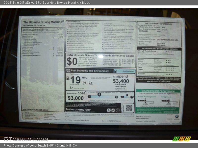 Sparkling Bronze Metallic / Black 2013 BMW X5 xDrive 35i