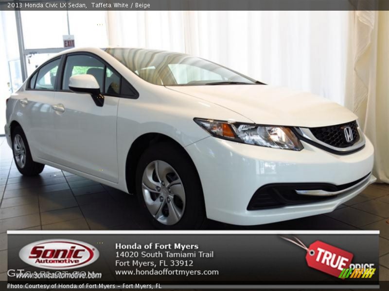 Taffeta White / Beige 2013 Honda Civic LX Sedan