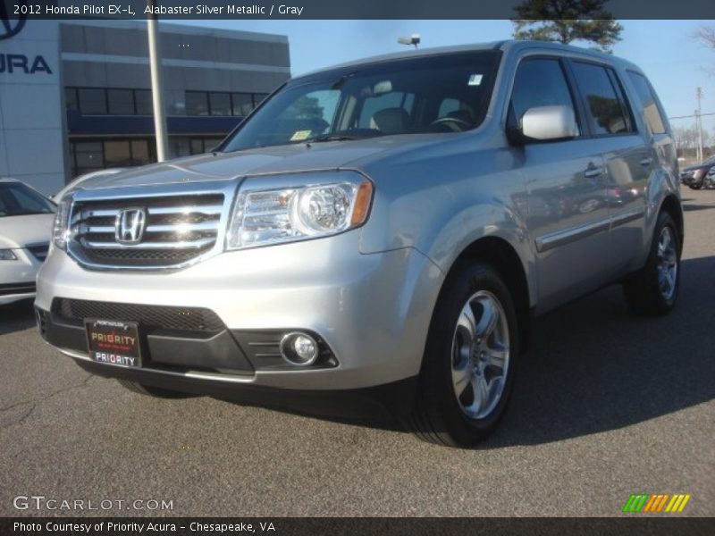 Alabaster Silver Metallic / Gray 2012 Honda Pilot EX-L