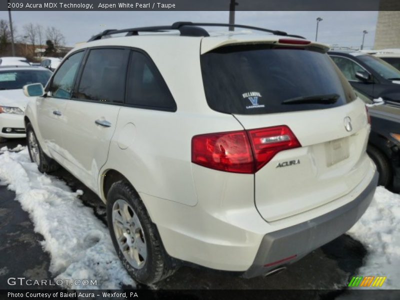 Aspen White Pearl / Taupe 2009 Acura MDX Technology