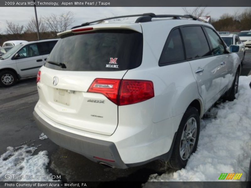 Aspen White Pearl / Taupe 2009 Acura MDX Technology