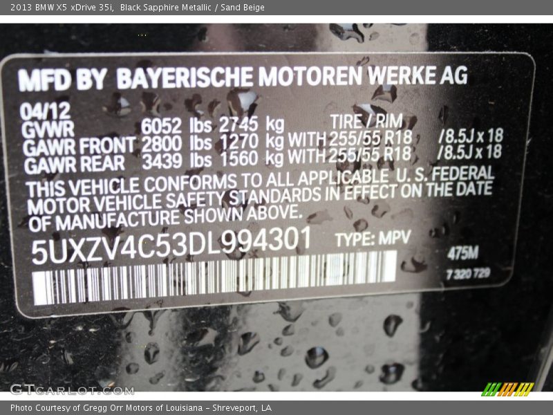 Black Sapphire Metallic / Sand Beige 2013 BMW X5 xDrive 35i