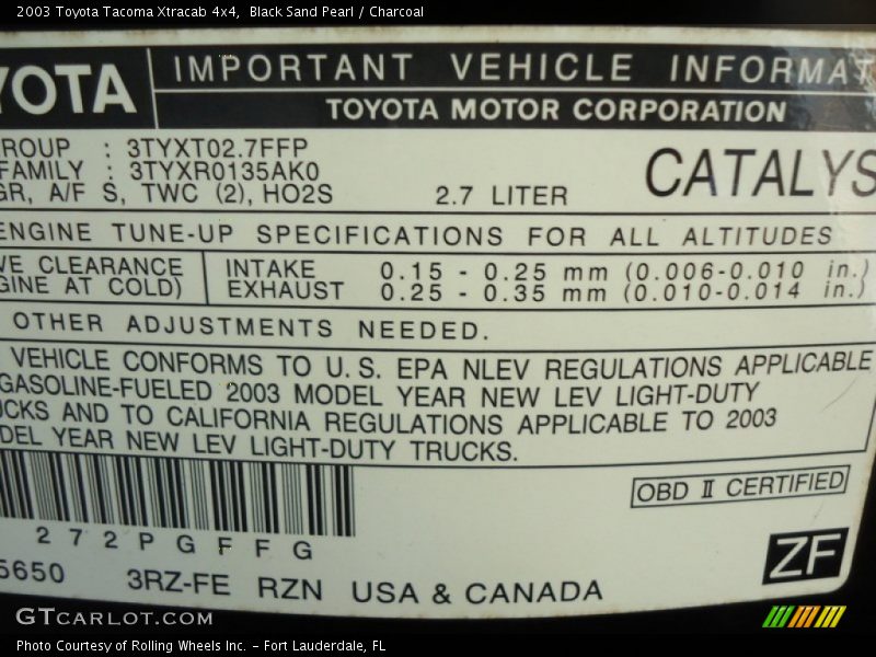Black Sand Pearl / Charcoal 2003 Toyota Tacoma Xtracab 4x4