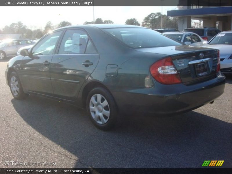 Aspen Green Pearl / Taupe 2002 Toyota Camry LE