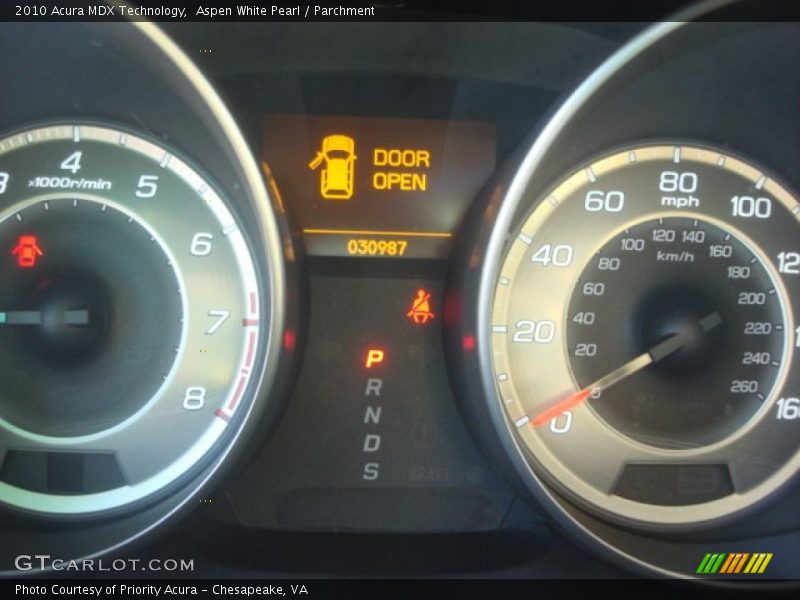 Aspen White Pearl / Parchment 2010 Acura MDX Technology