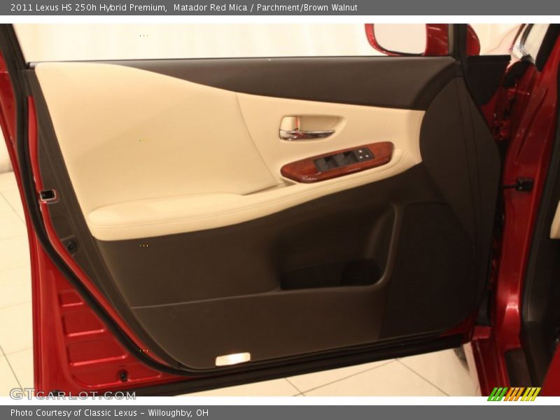 Matador Red Mica / Parchment/Brown Walnut 2011 Lexus HS 250h Hybrid Premium
